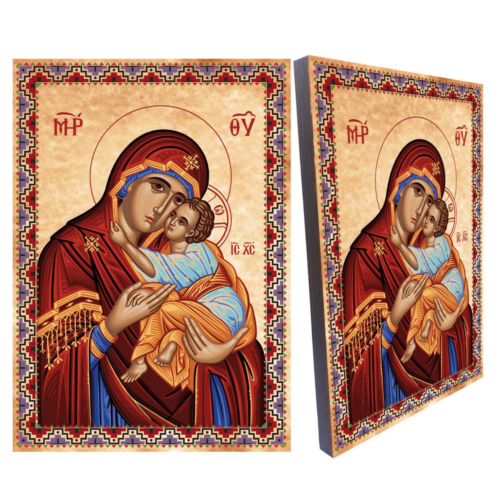 Şefkatli Meryem Ana ve Çocuk İsa İkonası
Our Lady of Tenderness (Eleusa) Icon